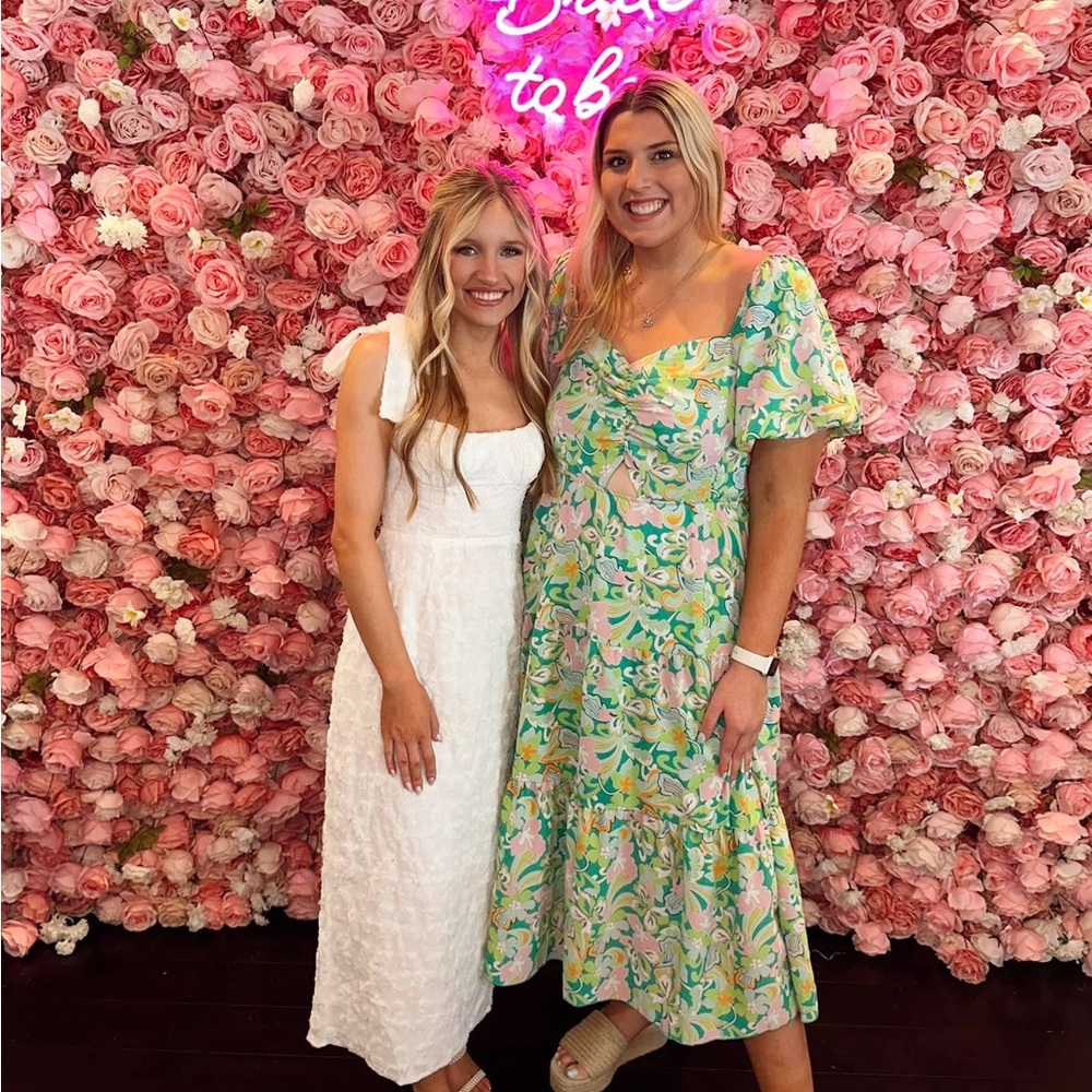 Amazon White and Green Midi Dresses